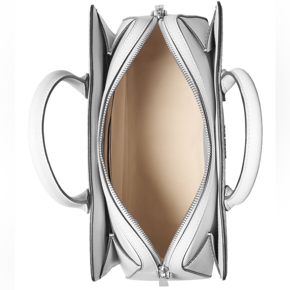 MICHAEL KORS Laila Medium Signature Logo Satchel  Color White/Allum - Picture 4 of 8